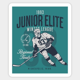 Vintage 1993 Junior Elite Winter League Regional Finals // Retro Hockey Player Sticker